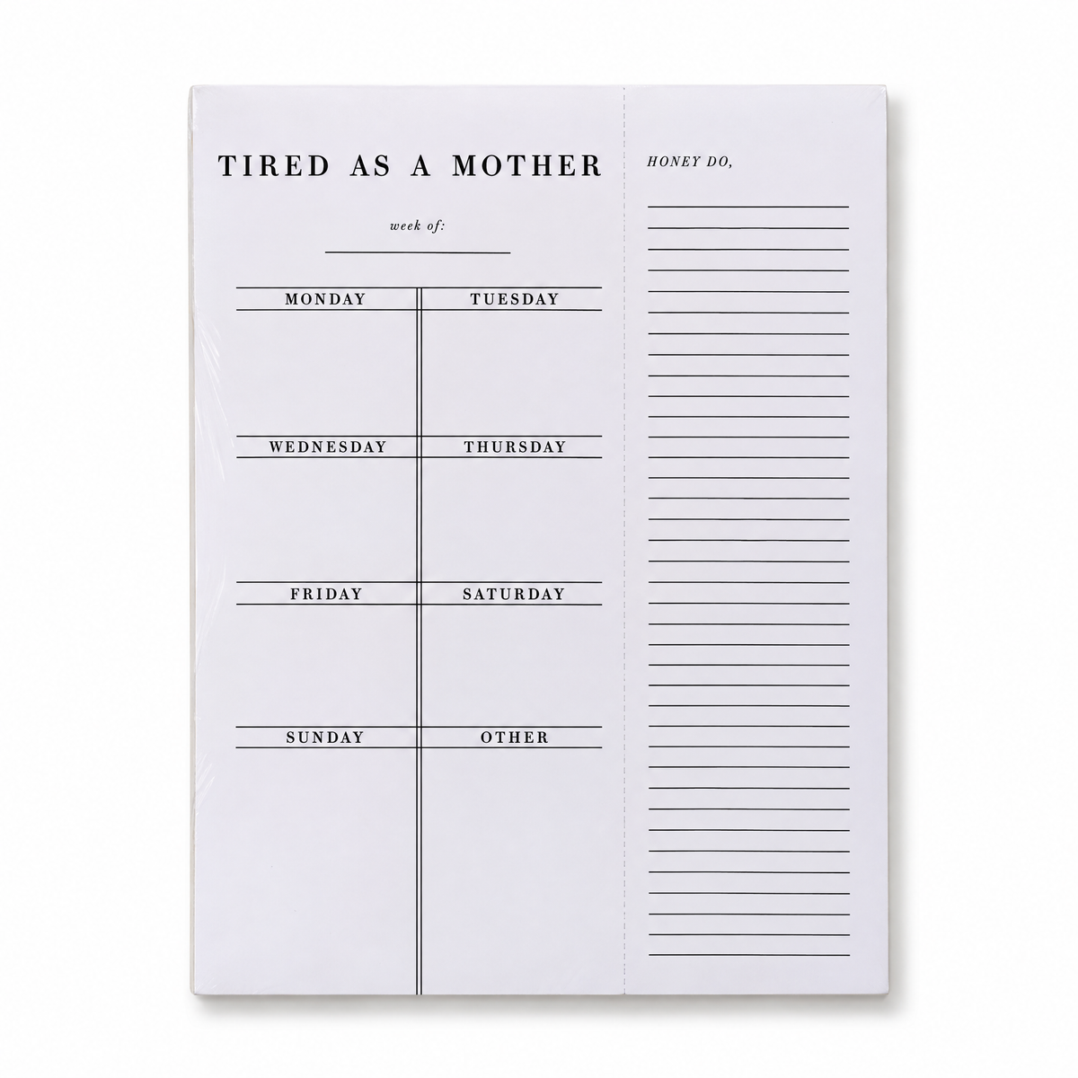 Tired As A Mother Weekly List Notepad | 8.5" x 11" Desk Planner-Santa Barbara Design Studio-The Bullish Store