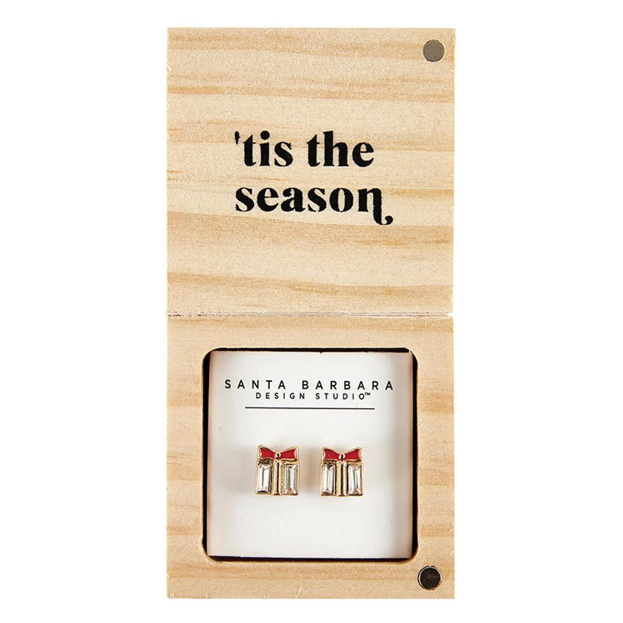 'Tis the Season Treasure Box Earrings Set | Gift-box Shaped Earrings in Wooden Gift Box