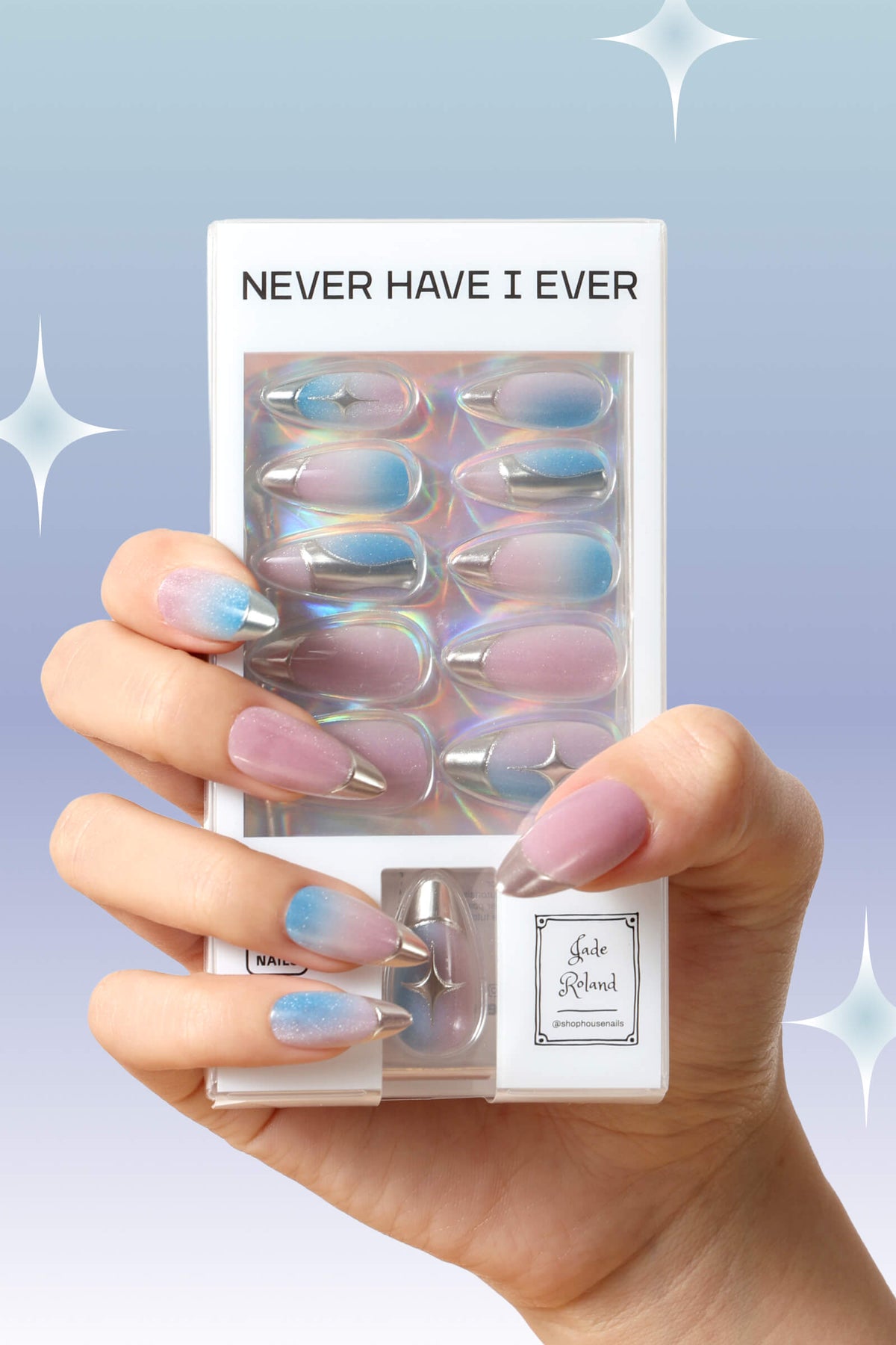 Titanium Jelly Gradient Press-On Nails | Pink Lavender Blue
