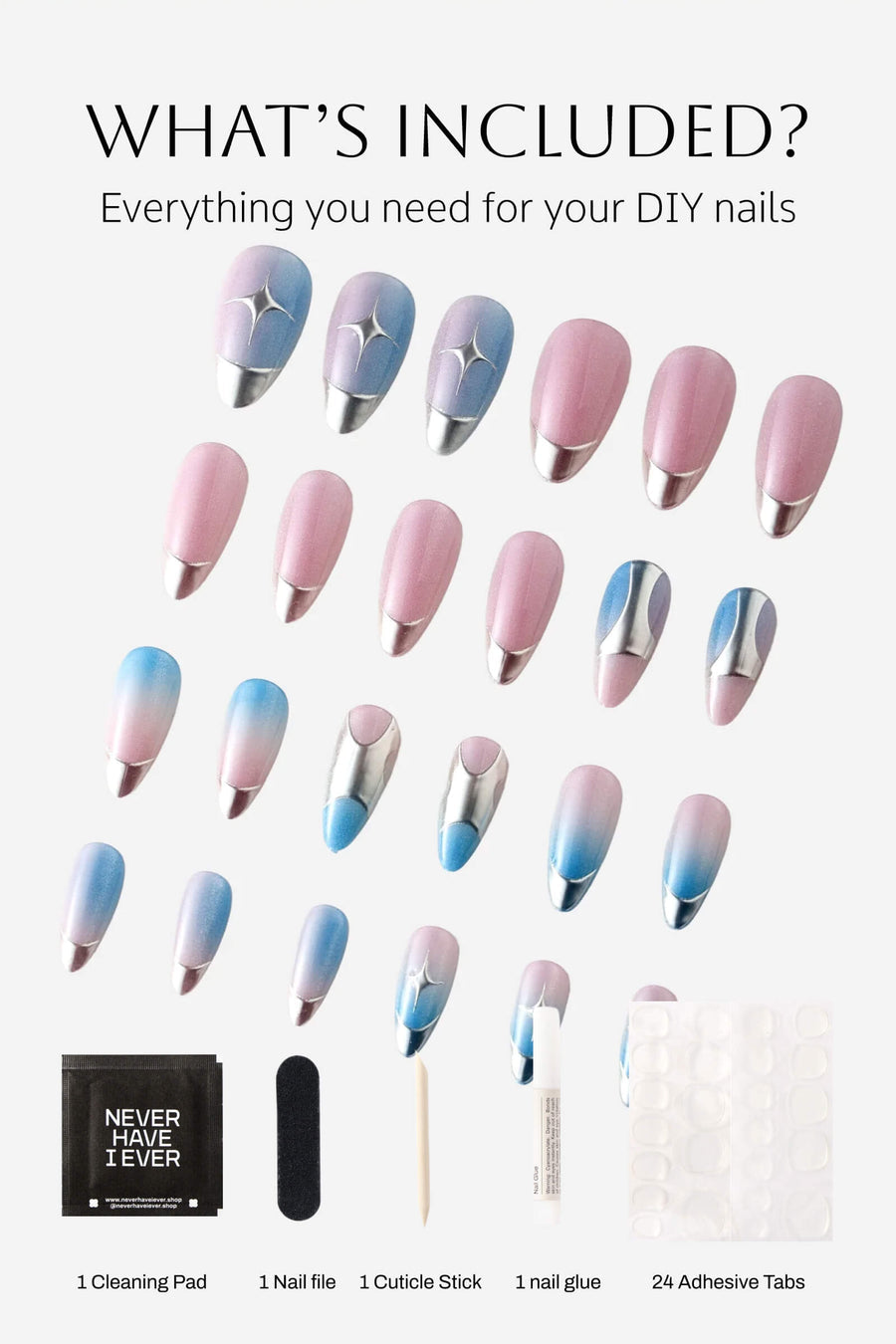 Titanium Jelly Gradient Press-On Nails | Pink Lavender Blue