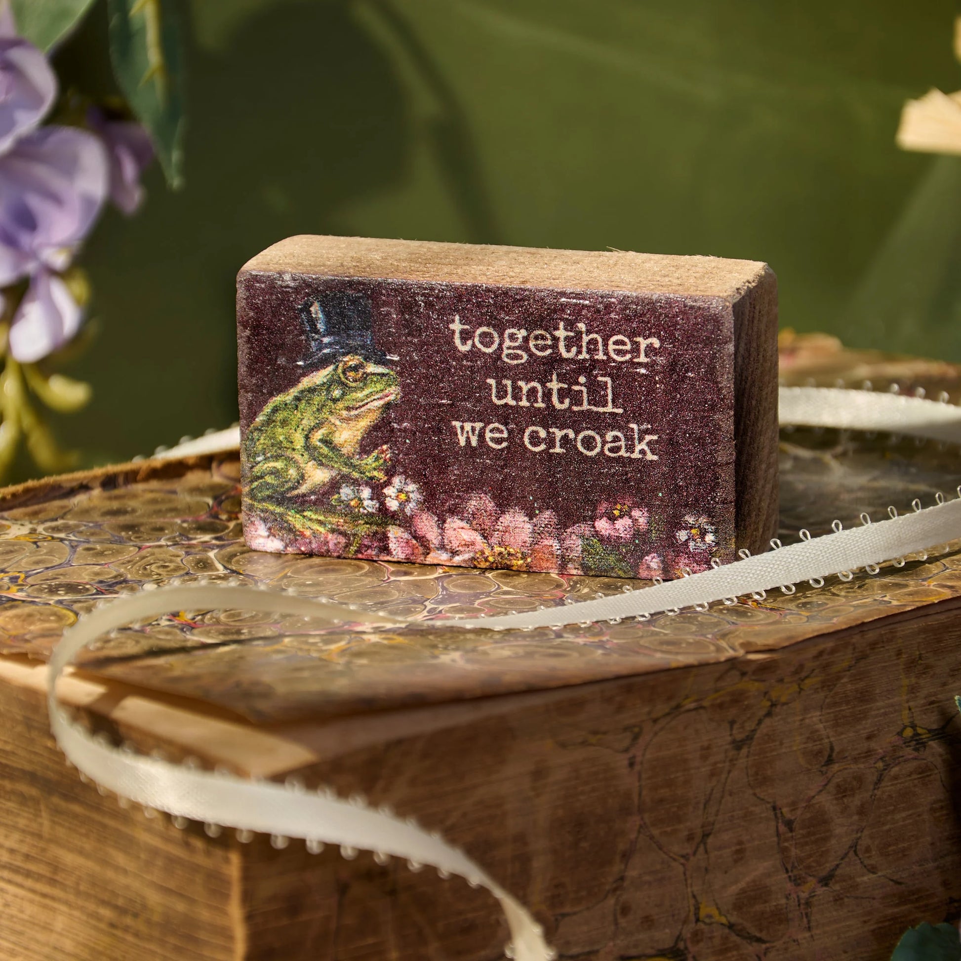 Together Until We Croak Frog Block Sign