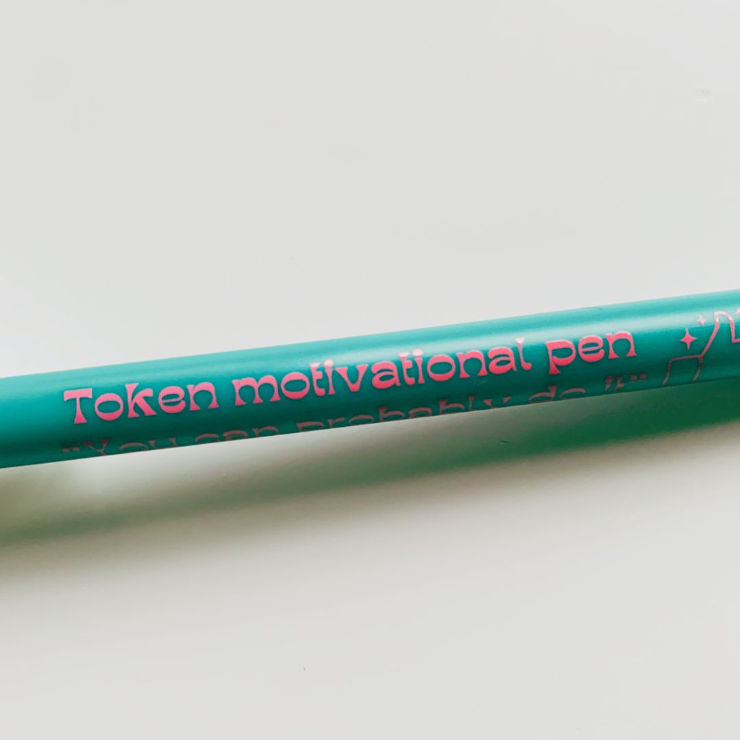 Token Motivational Pen: "You Can Probably Do It" Ballpoint Teal Pen | Gen Z Aesthetic Blue Ink