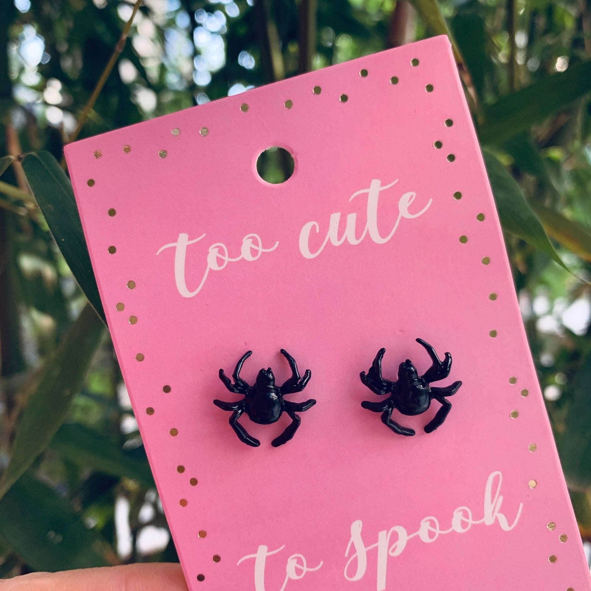 Too Cute to Spook Spider Earrings | Black Studs for Halloween, Spooky, Goth | Gift for Her