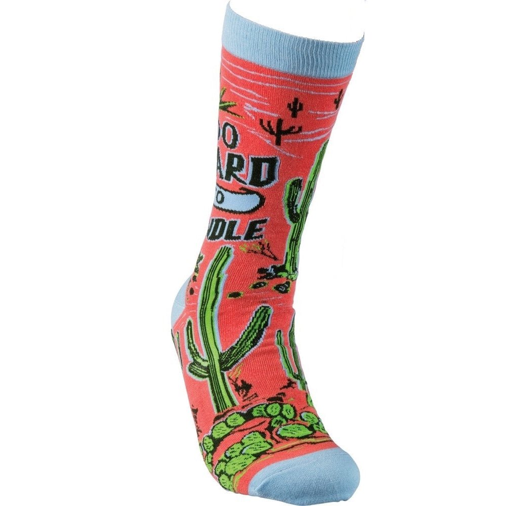 Too Hard To Handle Cactus Colorful Funny Novelty Socks with Cool Design, Bold/Crazy/Unique/Quirky Specialty Dress Socks