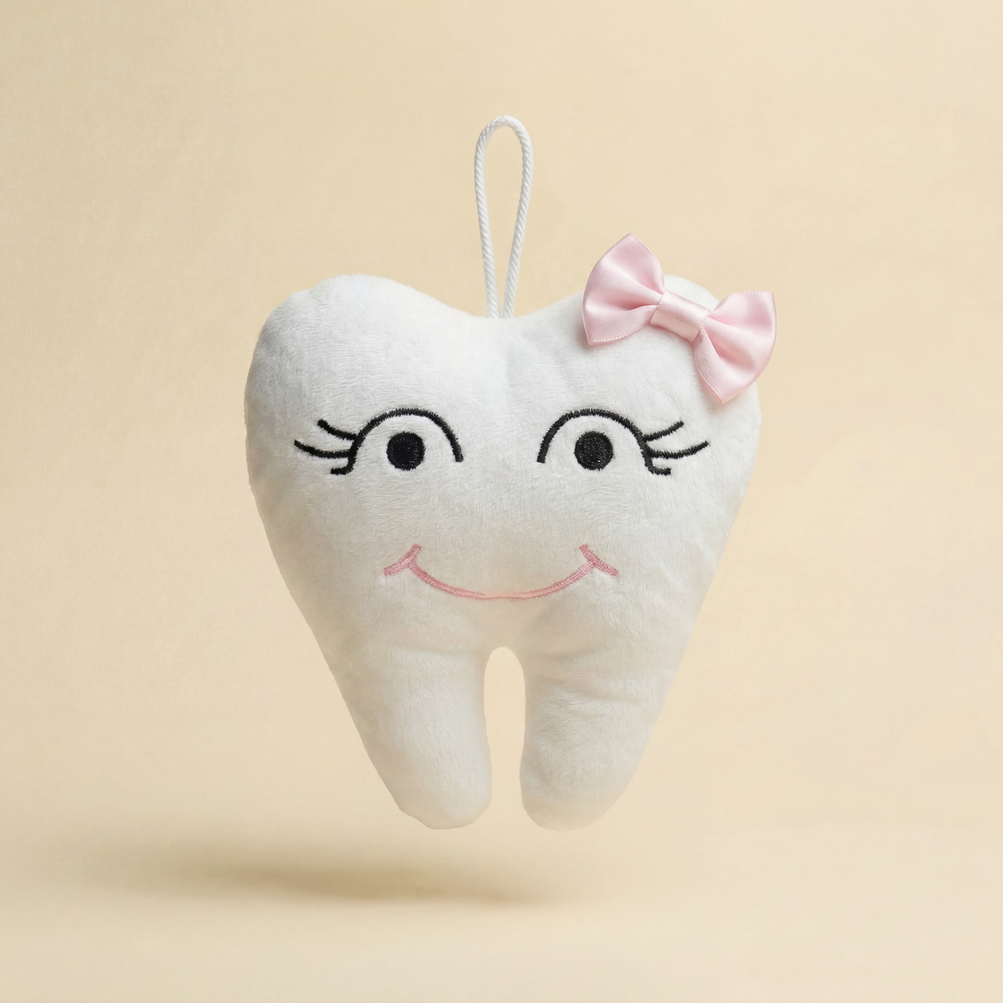 Tooth Fairy Pillow in Pink | Baby Tooth-Shaped Plush Toy