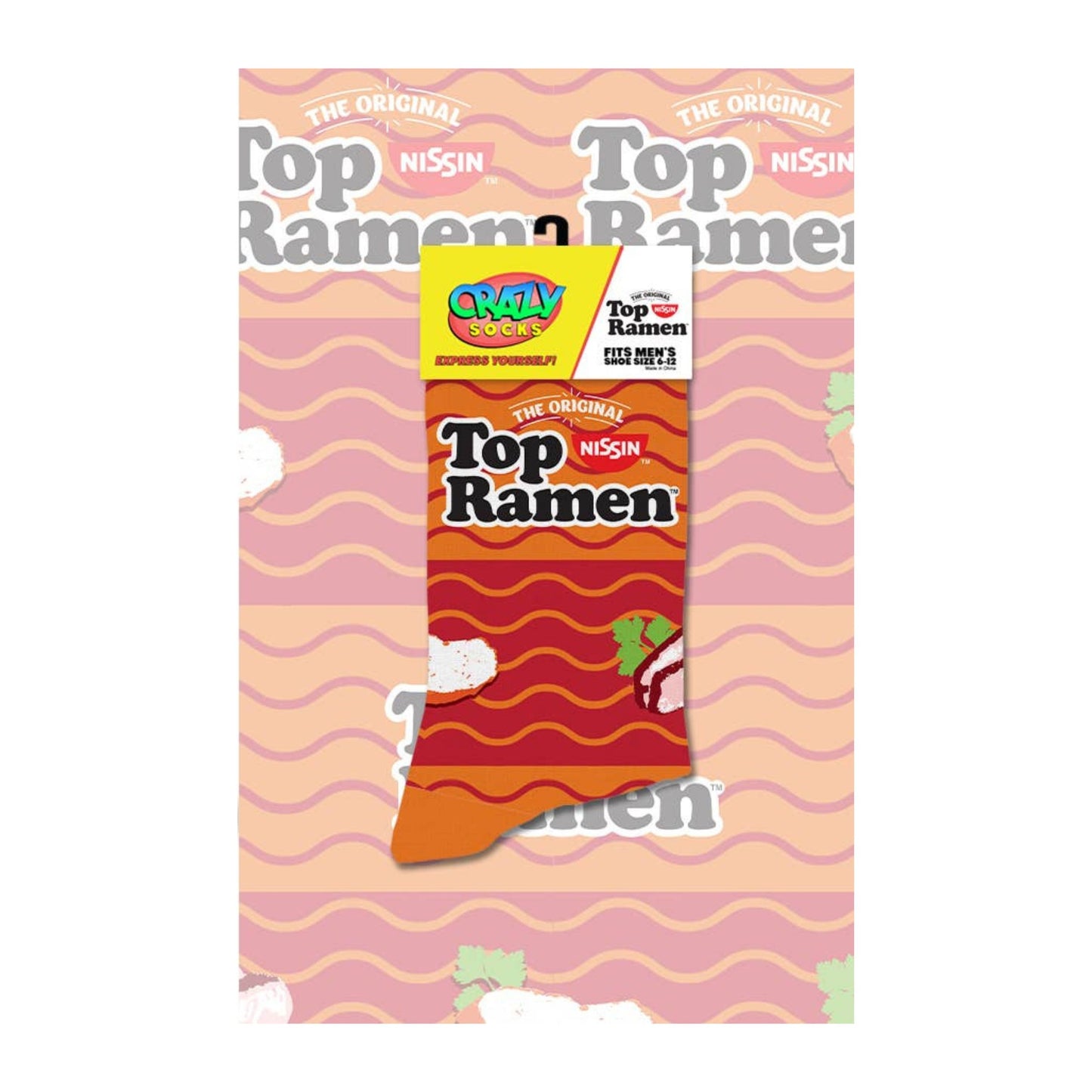 Top Ramen Chicken & Beef Men’s Crew Socks | Crazy Socks Fun Food Style