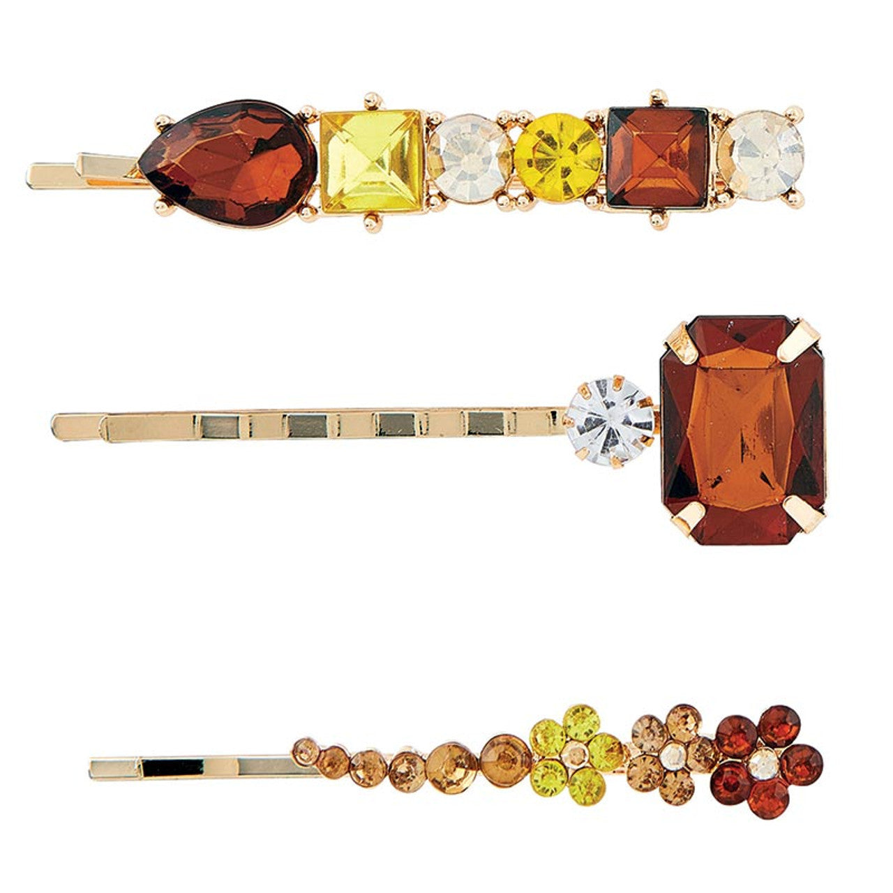 Topaz Jewels Crystal Hair Pins | 3 Piece Bobby Pins Giftable Hair Accessories