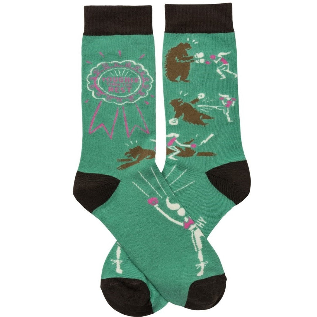 Tougher Than The Rest Crew Socks Featuring Woman Fighting Bear