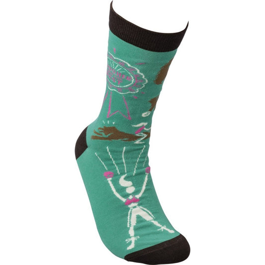 Tougher Than The Rest Crew Socks Featuring Woman Fighting Bear
