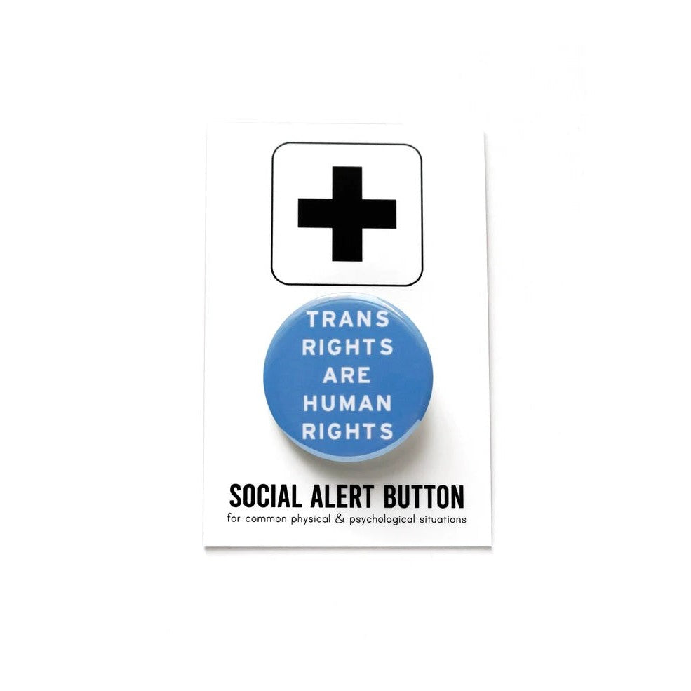 Trans Rights are Human Rights Pinback Buttons | Social Justice LGBTQ Pride [Black, Blue, Pink]