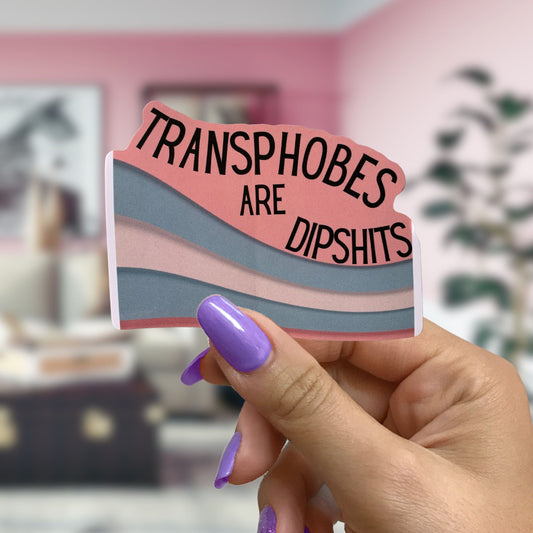 Transphobes Are Dipshits Die Cut Vinyl Sticker