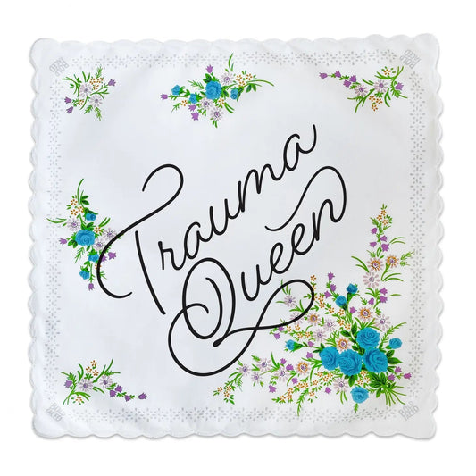 Trauma Queen Hankie Retro Floral Print Cotton Handkerchief