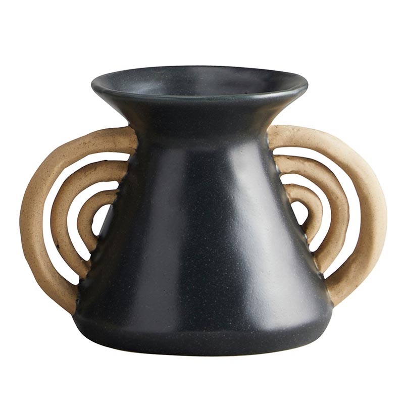 Triomphe Handle Vase | Minimalist Black and Gold | 4.5" Tall