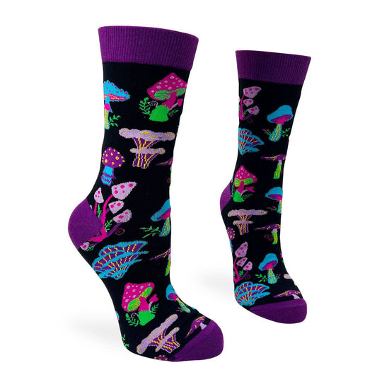 Trippy Mushrooms Women's Novelty Crew Socks | Cute Bright Comfy Ladies Socks