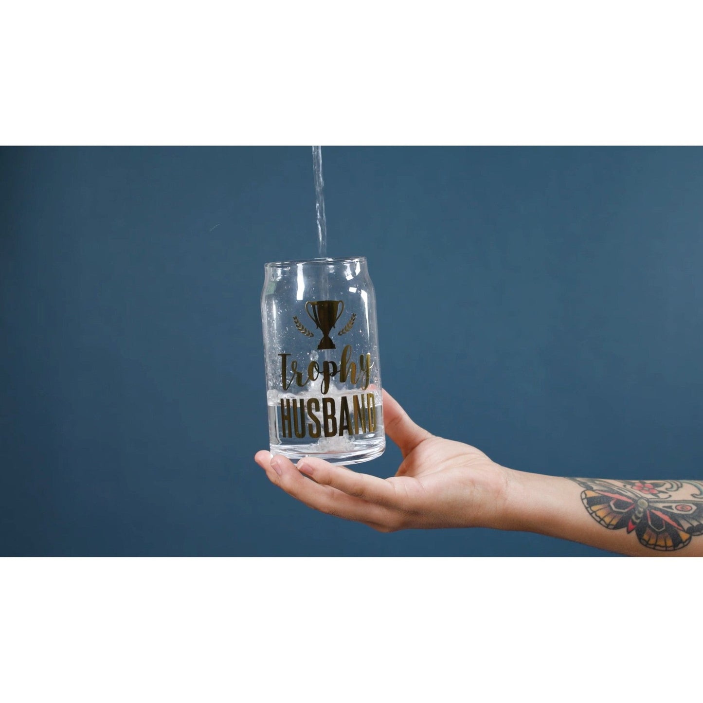 Trophy Husband Beer Glass with Gold Lettering | 15 oz.