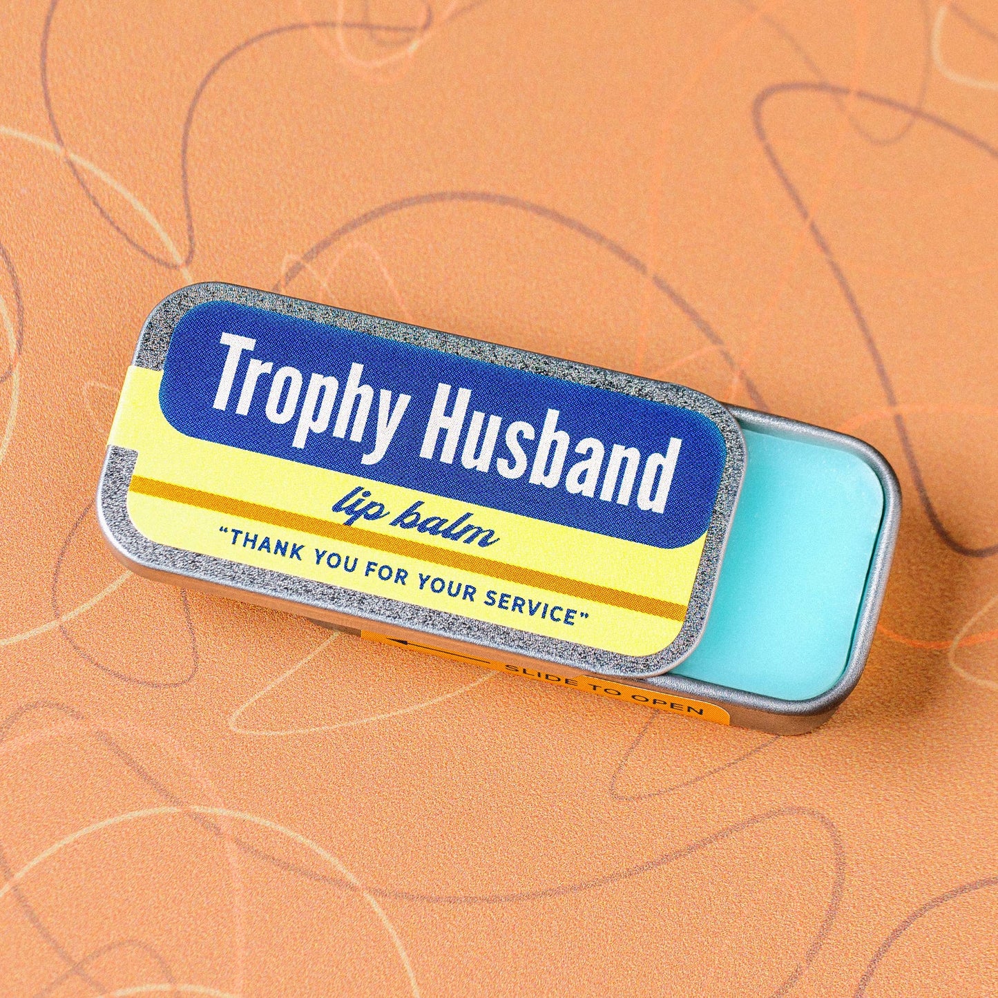 Trophy Husband Lip Balm in Old School Tin |  Funny Blue Raspberry Lip Moisturizer