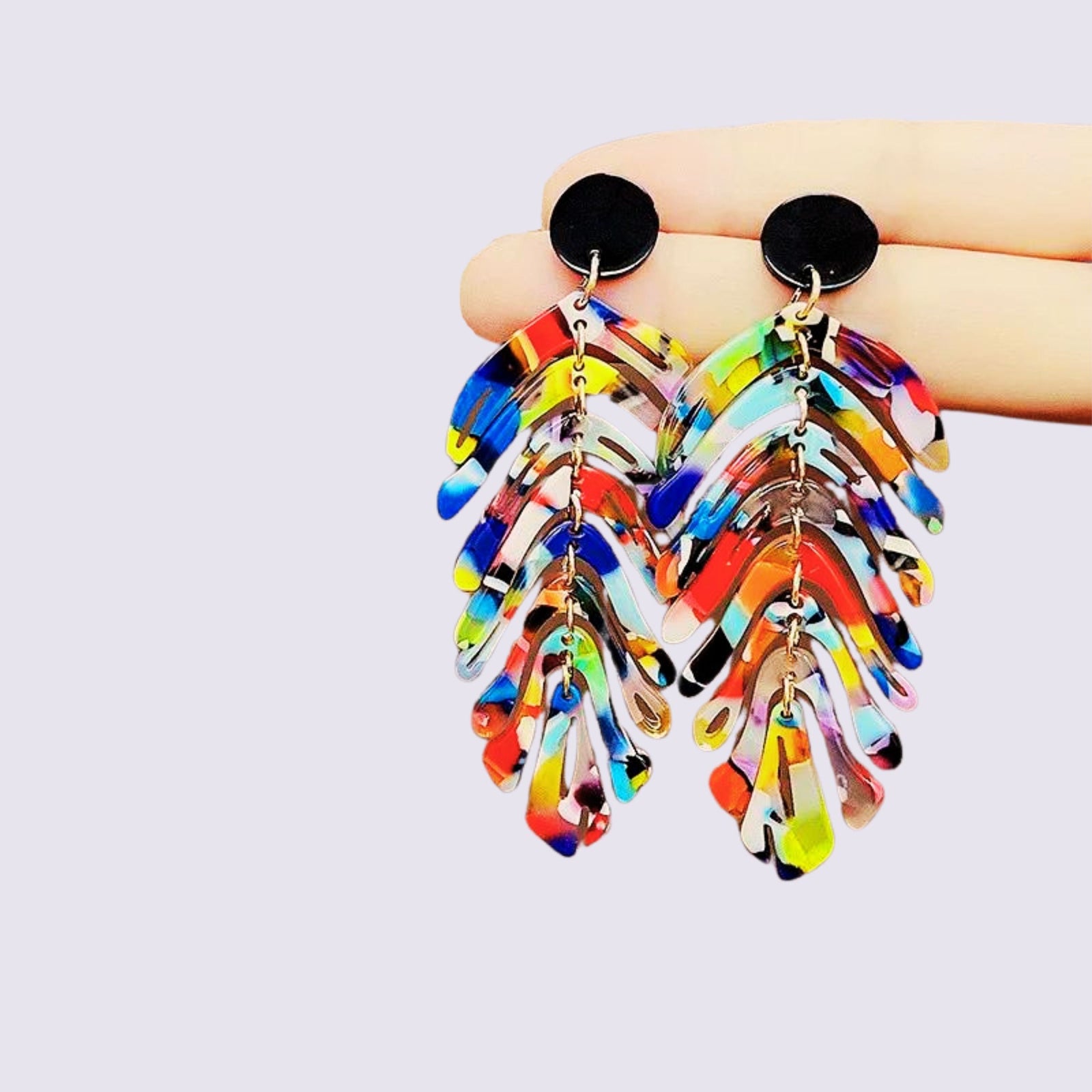 Tropical Palm Leaf Earrings | Lightweight Statement Earrings in Multicolor