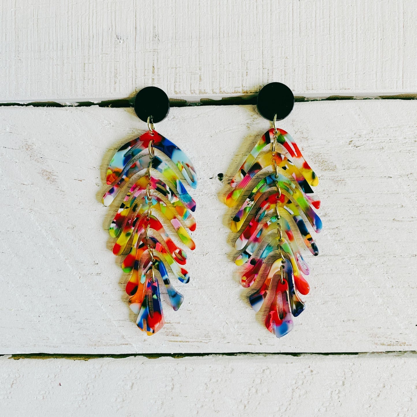Tropical Palm Leaf Earrings | Lightweight Statement Earrings in Multicolor
