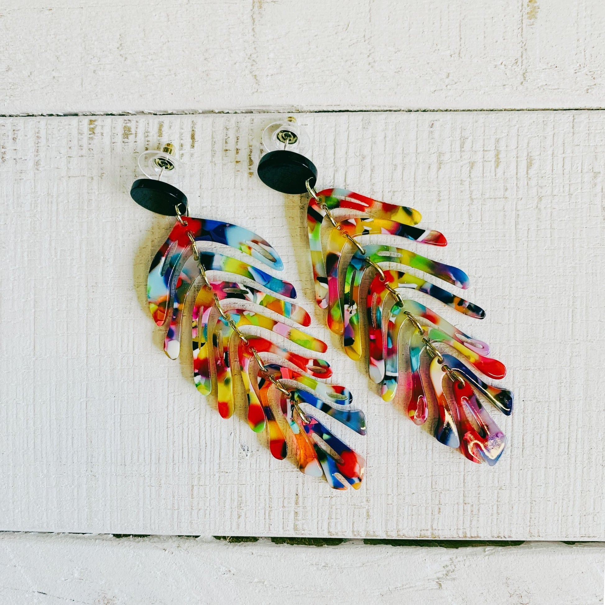 Tropical Palm Leaf Earrings | Lightweight Statement Earrings in Multicolor