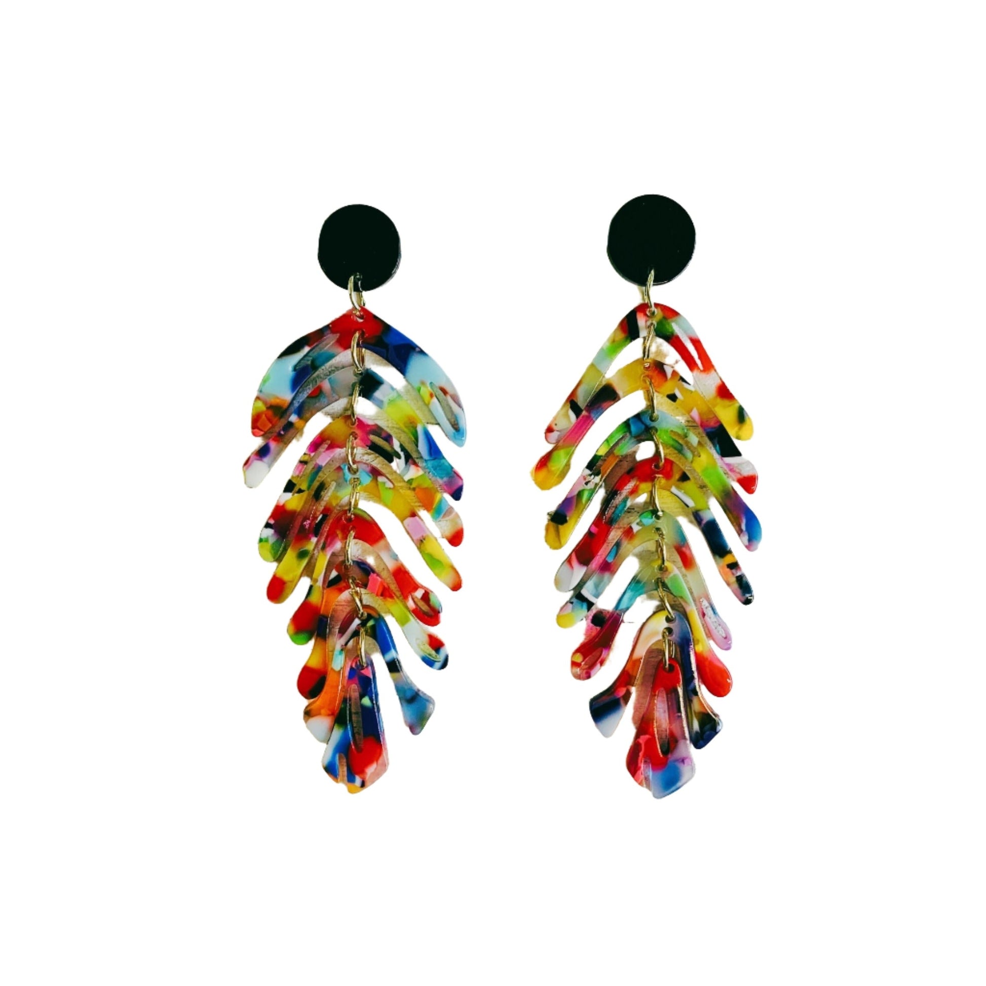 Tropical Palm Leaf Earrings | Lightweight Statement Earrings in Multicolor