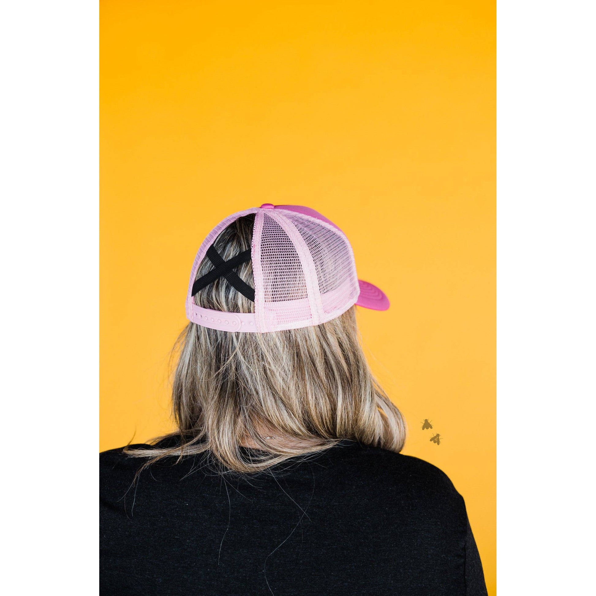 Truck Yeah Boot Ponytail Cap in Magenta and Pink Mesh Back | Adjustable Trucker Sun Visor