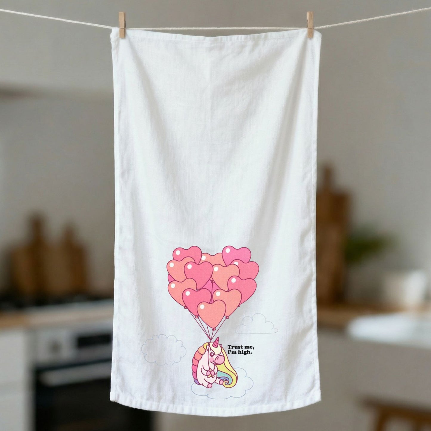 Trust Me, I'm High - Marijuana Dishtowel | Unicorn Balloon Cotton Kitchen Hand Tea Dishcloth