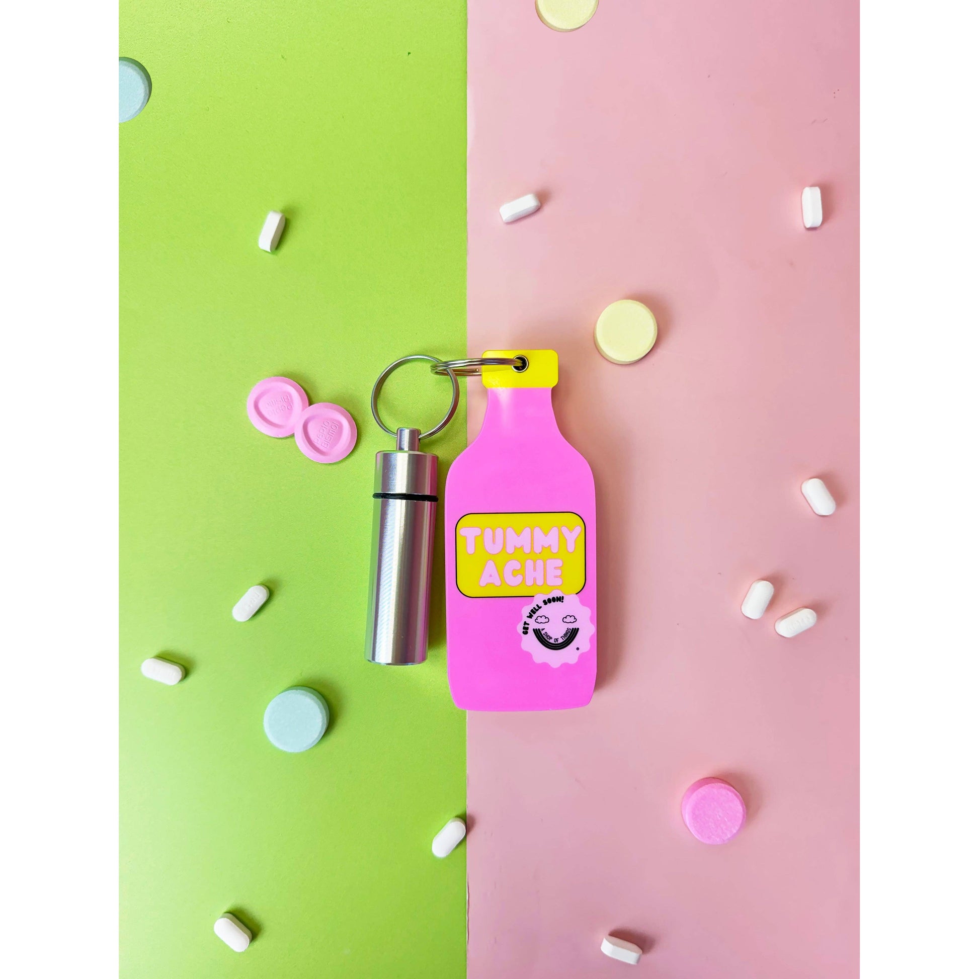 Tummy Hurts Mirror + Pill Case Keychain