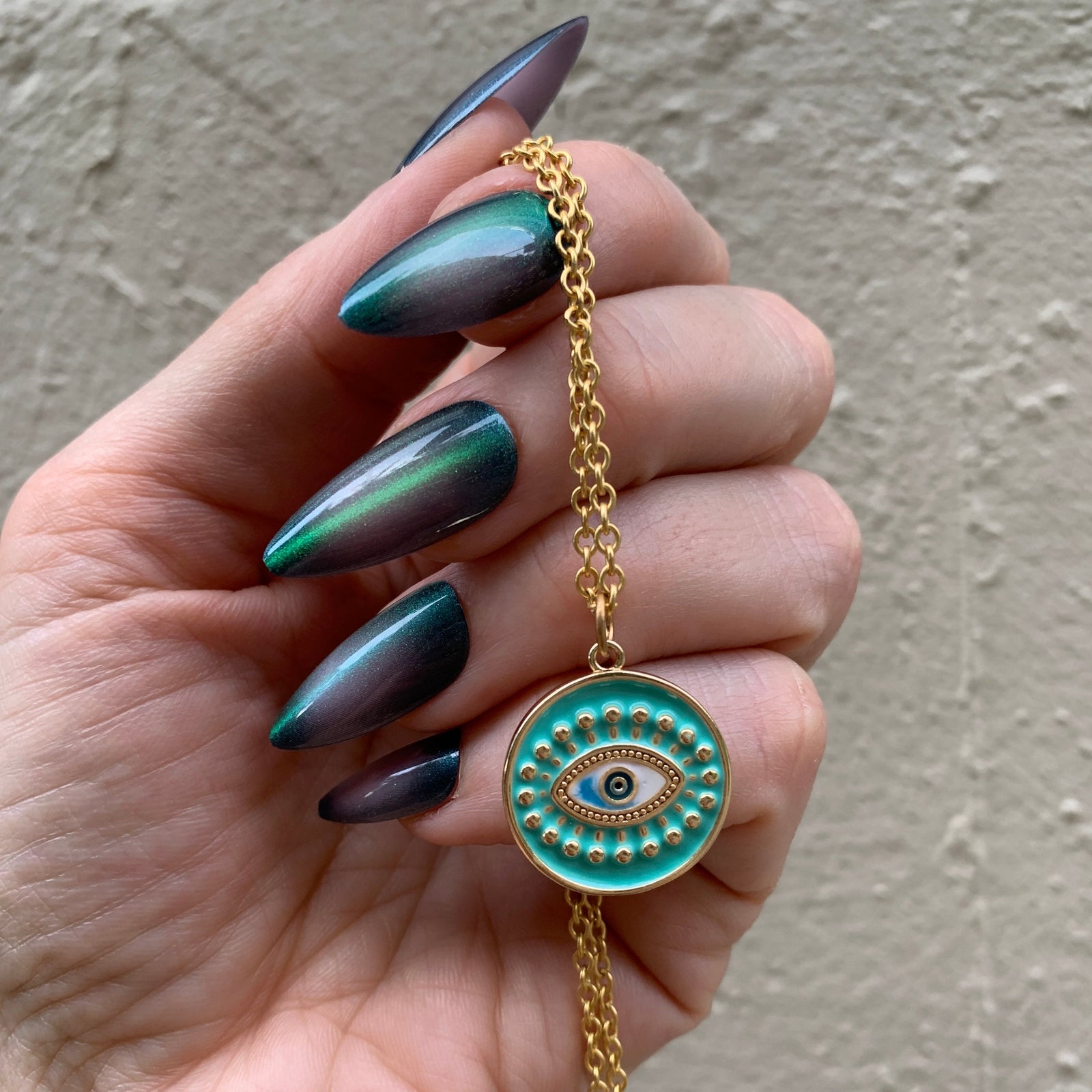 Turquoise Eye Necklace in Gold | Fair Trade Handmade in Guatemala