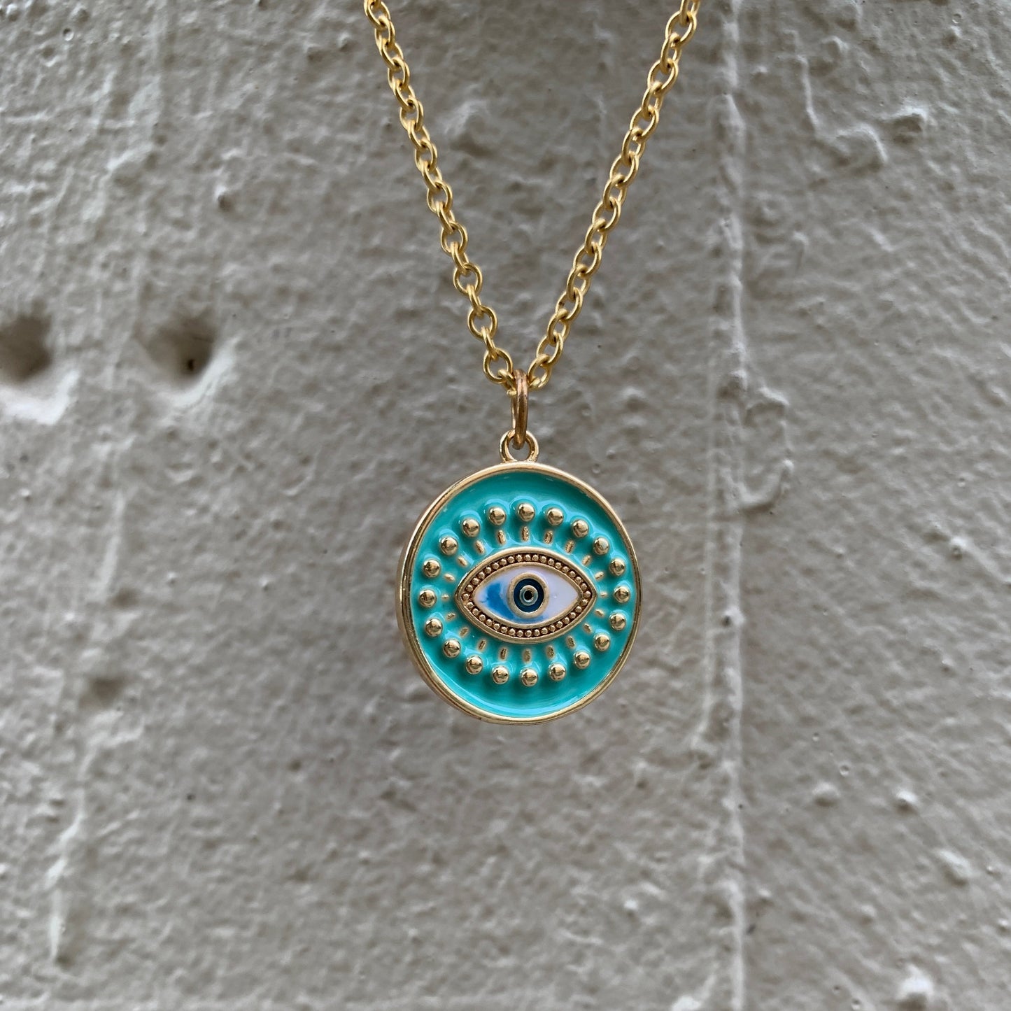 Turquoise Eye Necklace in Gold | Fair Trade Handmade in Guatemala