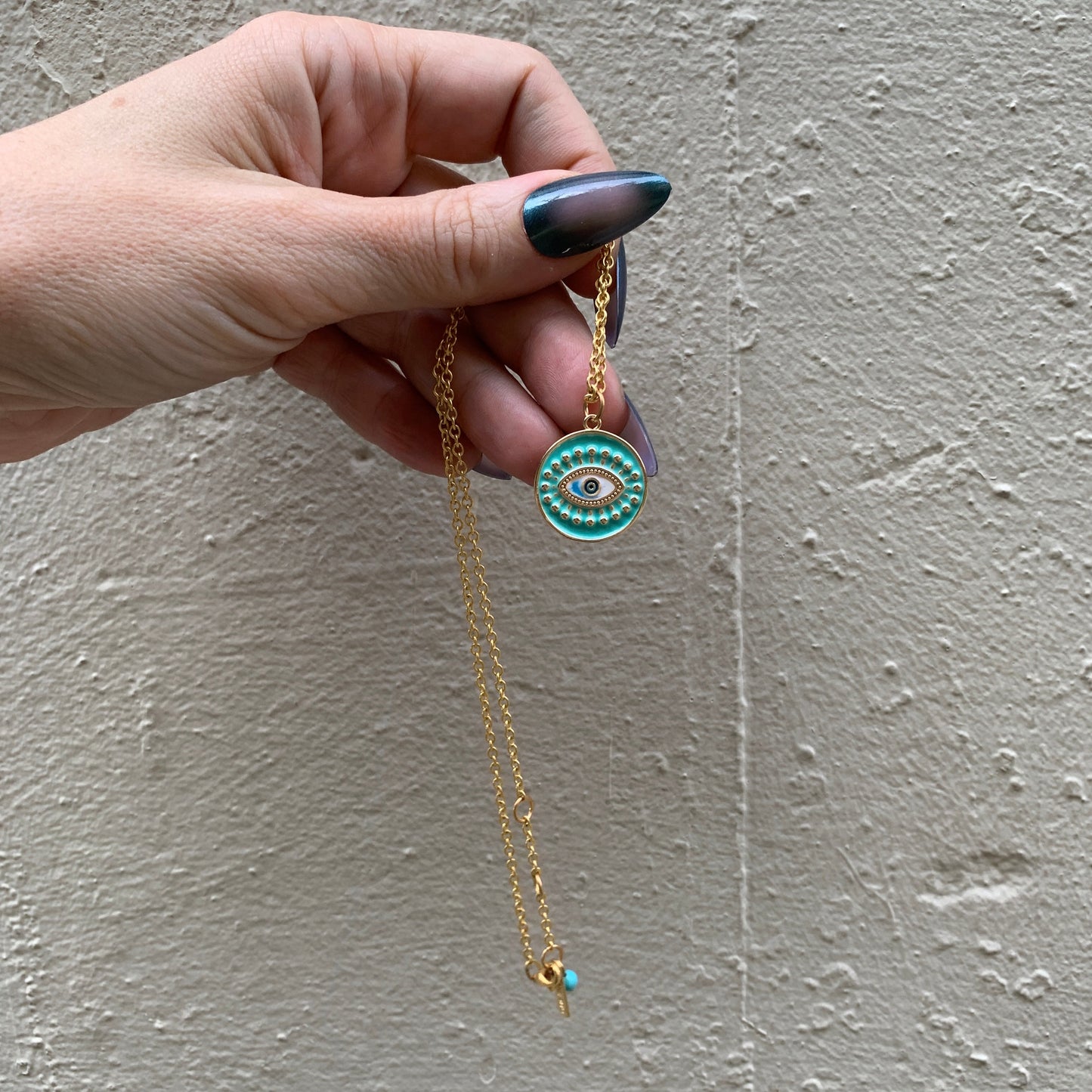 Turquoise Eye Necklace in Gold | Fair Trade Handmade in Guatemala