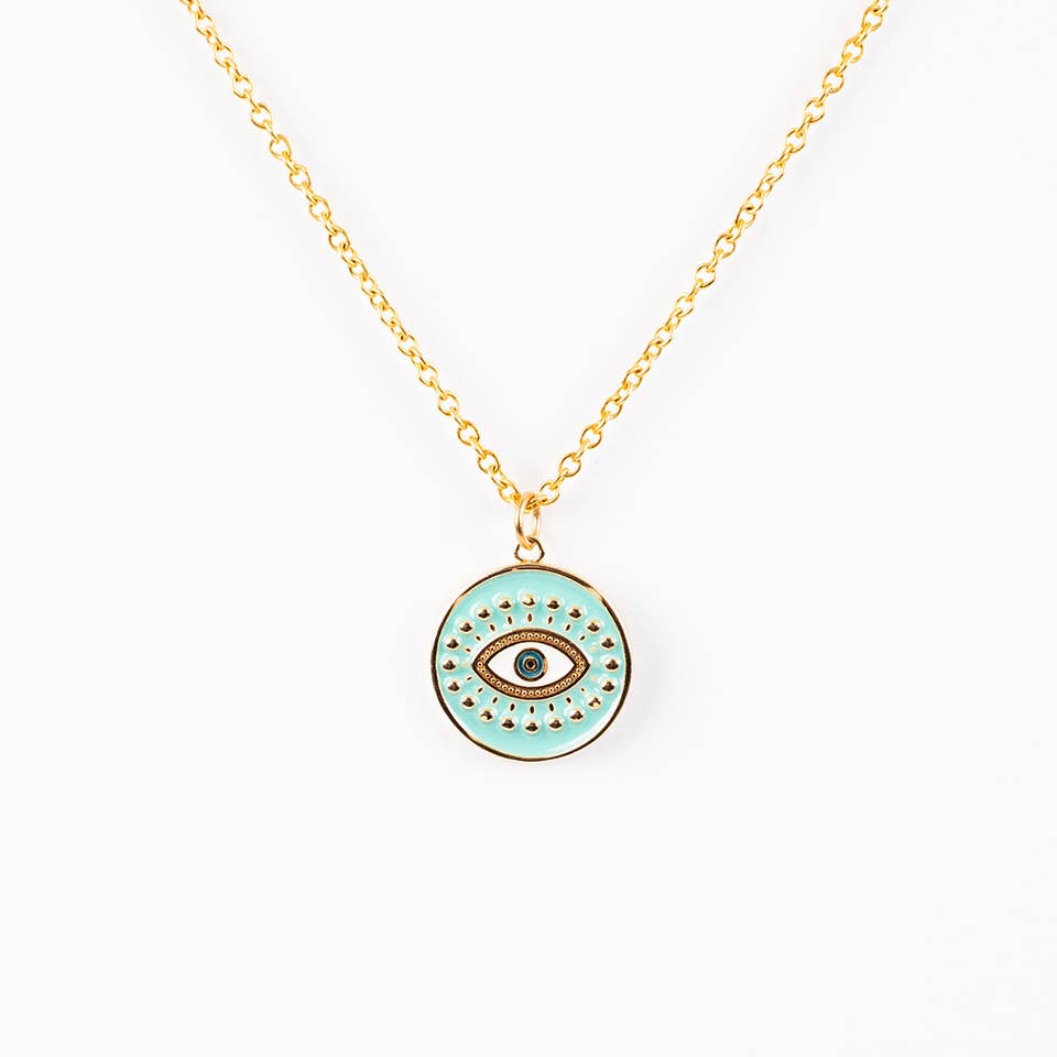 Turquoise Eye Necklace in Gold | Fair Trade Handmade in Guatemala