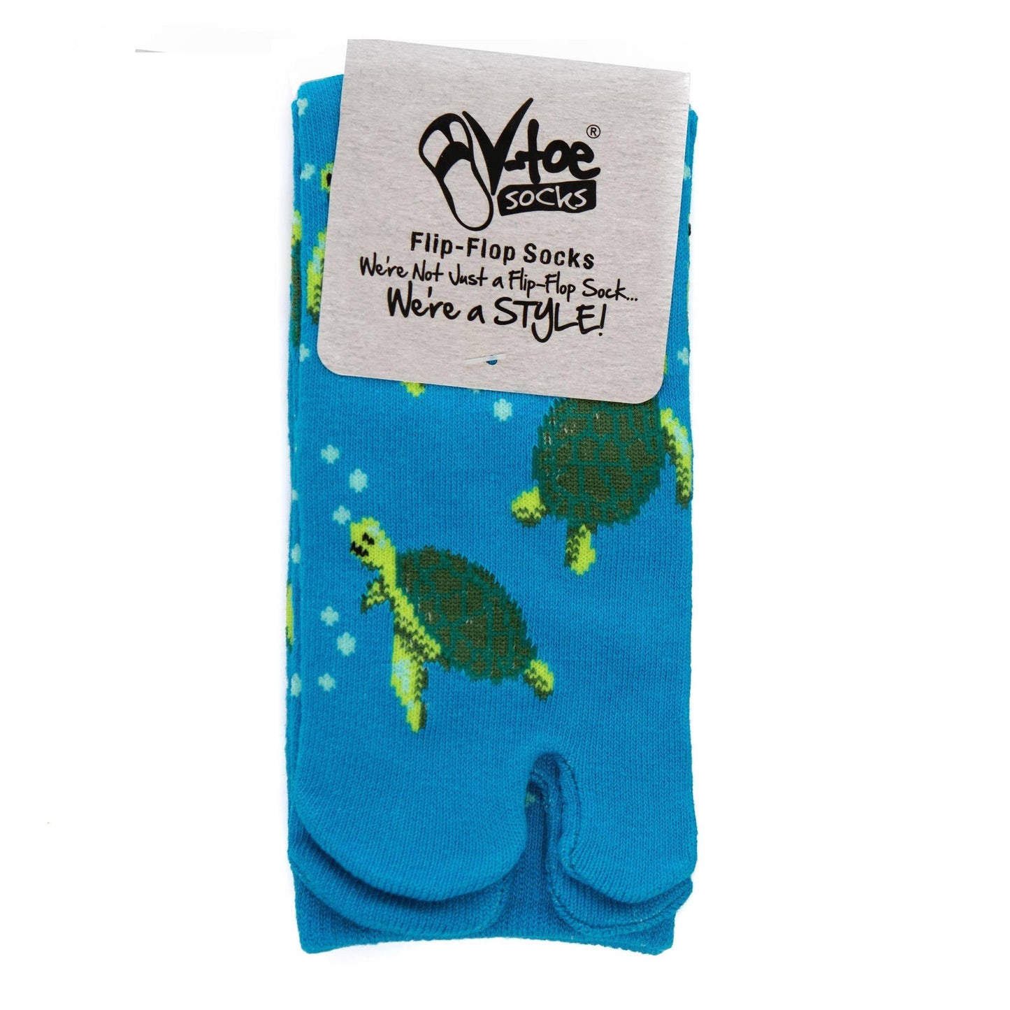 Turquoise Sea Turtle Split Toe Tabi Socks | Big Toe Flip Flop Socks | Japanese Style Crew Socks
