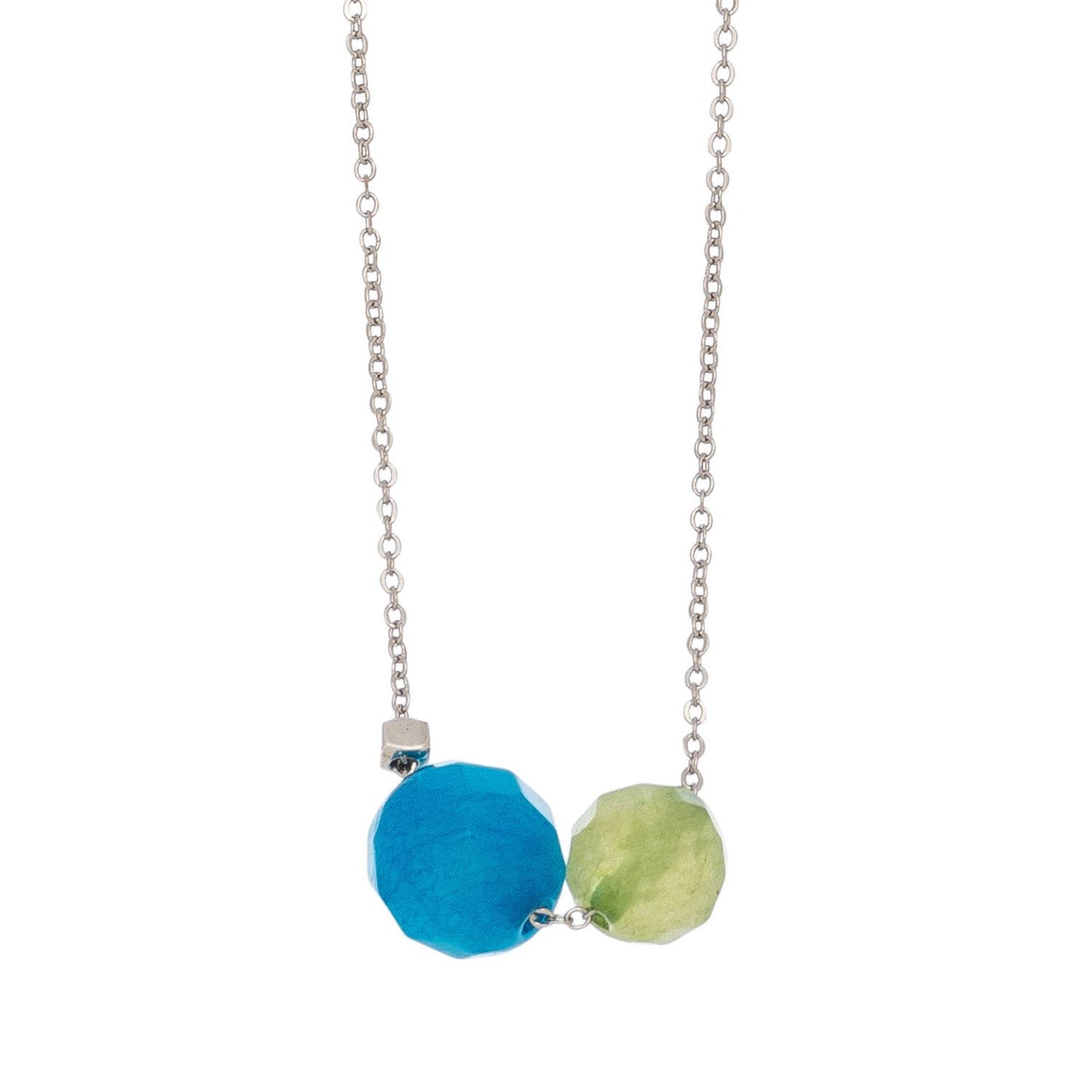 Two Color Genuine Sea Glass Necklace | Sterling Silver Jewelry