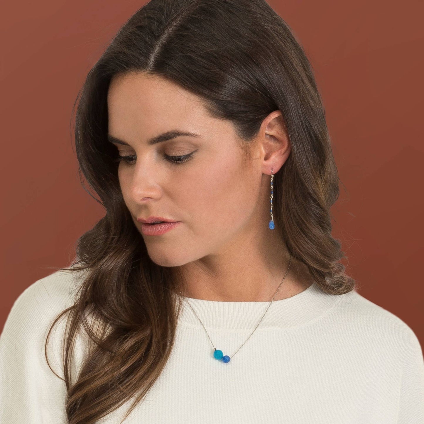 Two Color Genuine Sea Glass Necklace | Sterling Silver Jewelry