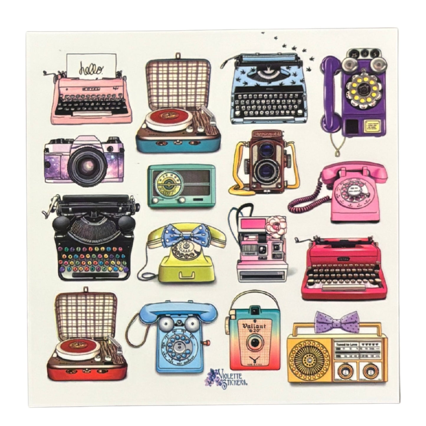 Typewriters Stickers | 4" x 4" Stickers | 2 Sheets-Violette Stickers-The Bullish Store