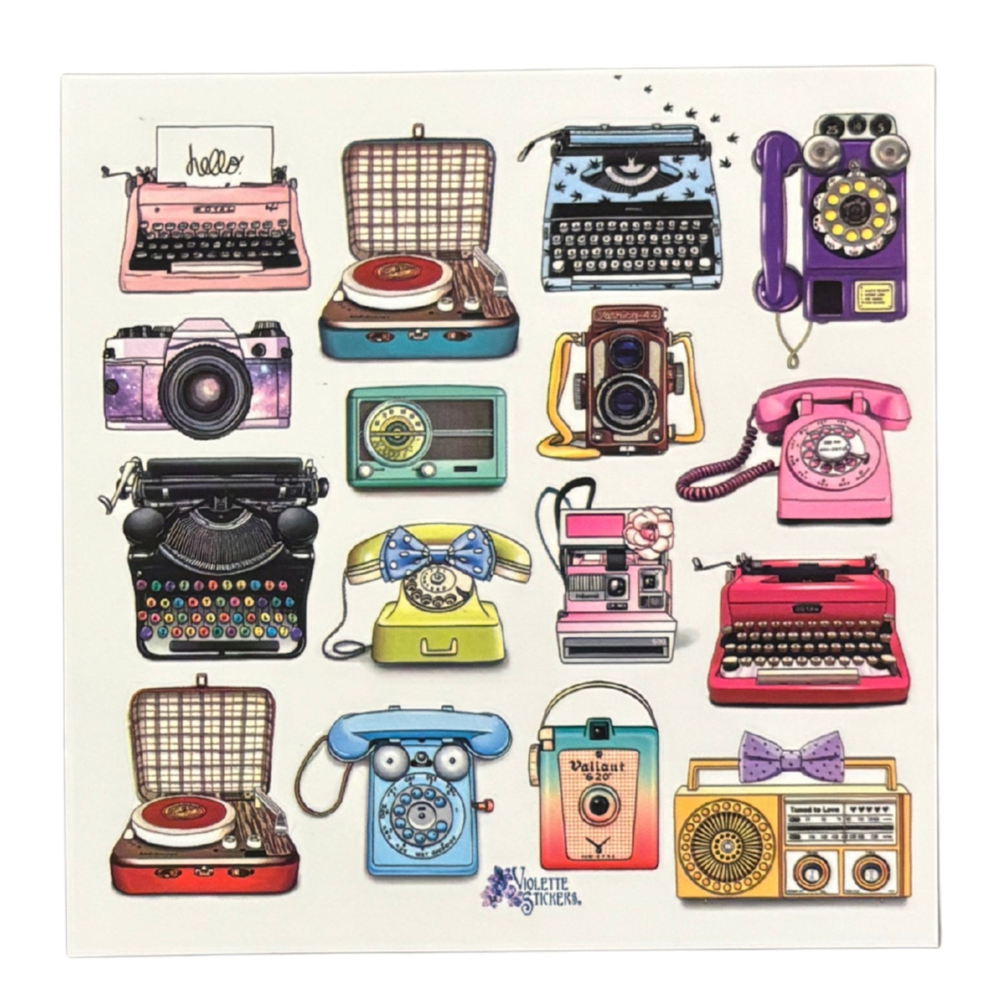 Typewriters Stickers | 4" x 4" Stickers | 2 Sheets-Violette Stickers-The Bullish Store