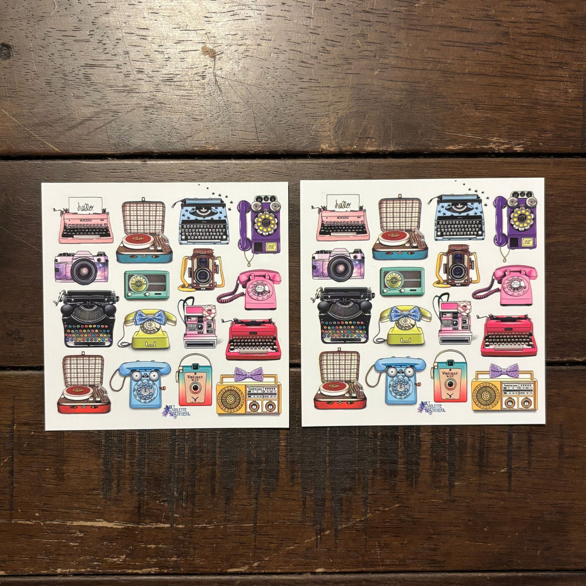 Typewriters Stickers | 4" x 4" Stickers | 2 Sheets-Violette Stickers-The Bullish Store