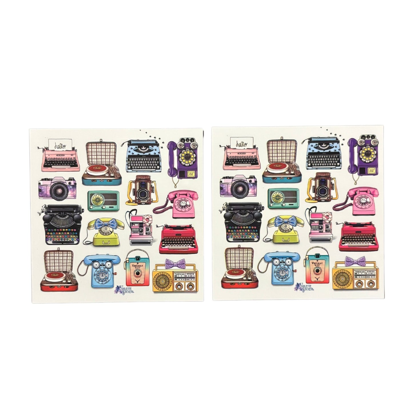 Typewriters Stickers | 4" x 4" Stickers | 2 Sheets-Violette Stickers-The Bullish Store