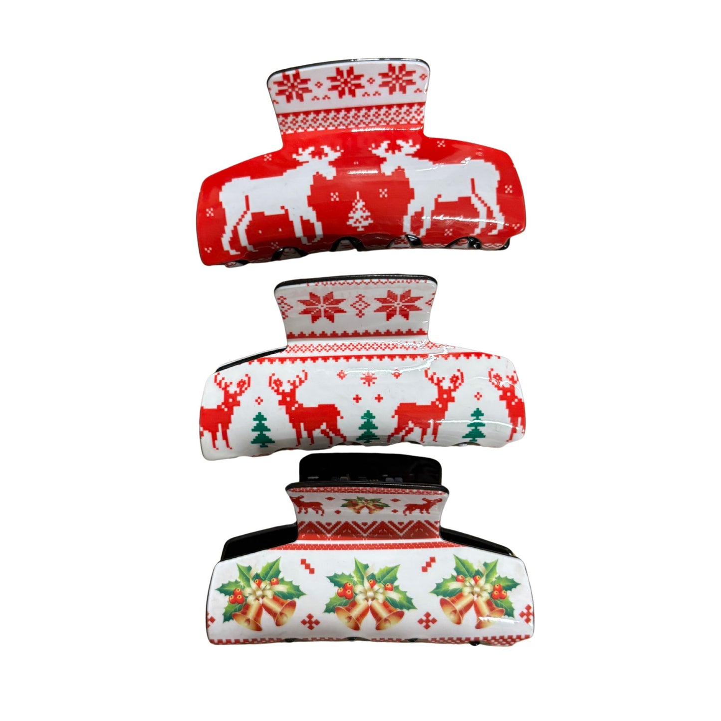 Ugly Christmas Sweater Hair Claw Gift Box | Boxed Set of 3 Holiday Hair Clips