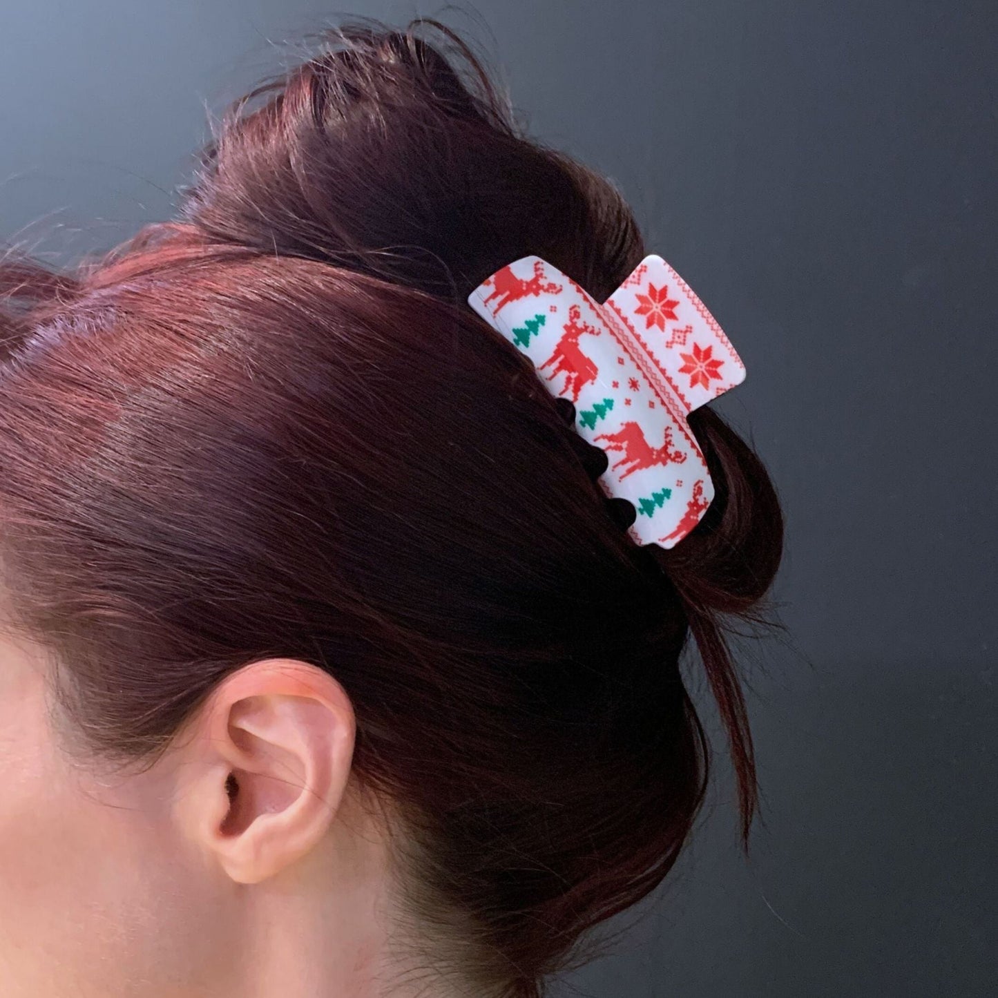 Ugly Christmas Sweater Hair Claw Gift Box | Boxed Set of 3 Holiday Hair Clips