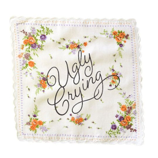 Ugly Crying Hankie Retro Floral Print Cotton Handkerchief