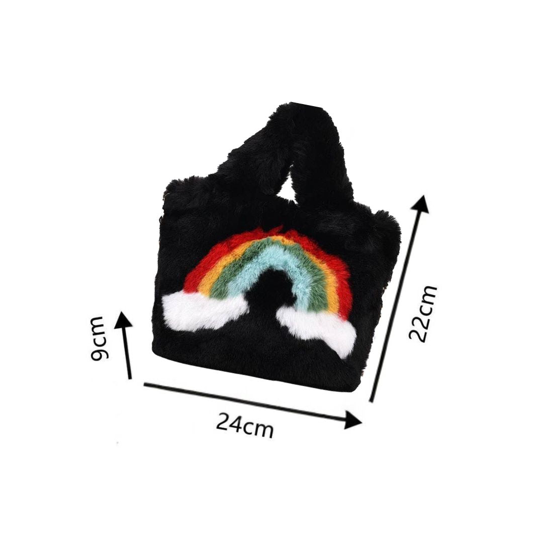 Ultra Soft Fuzzy Rainbow Mini Handbag | Rave-Ready Mini Furry Bag
