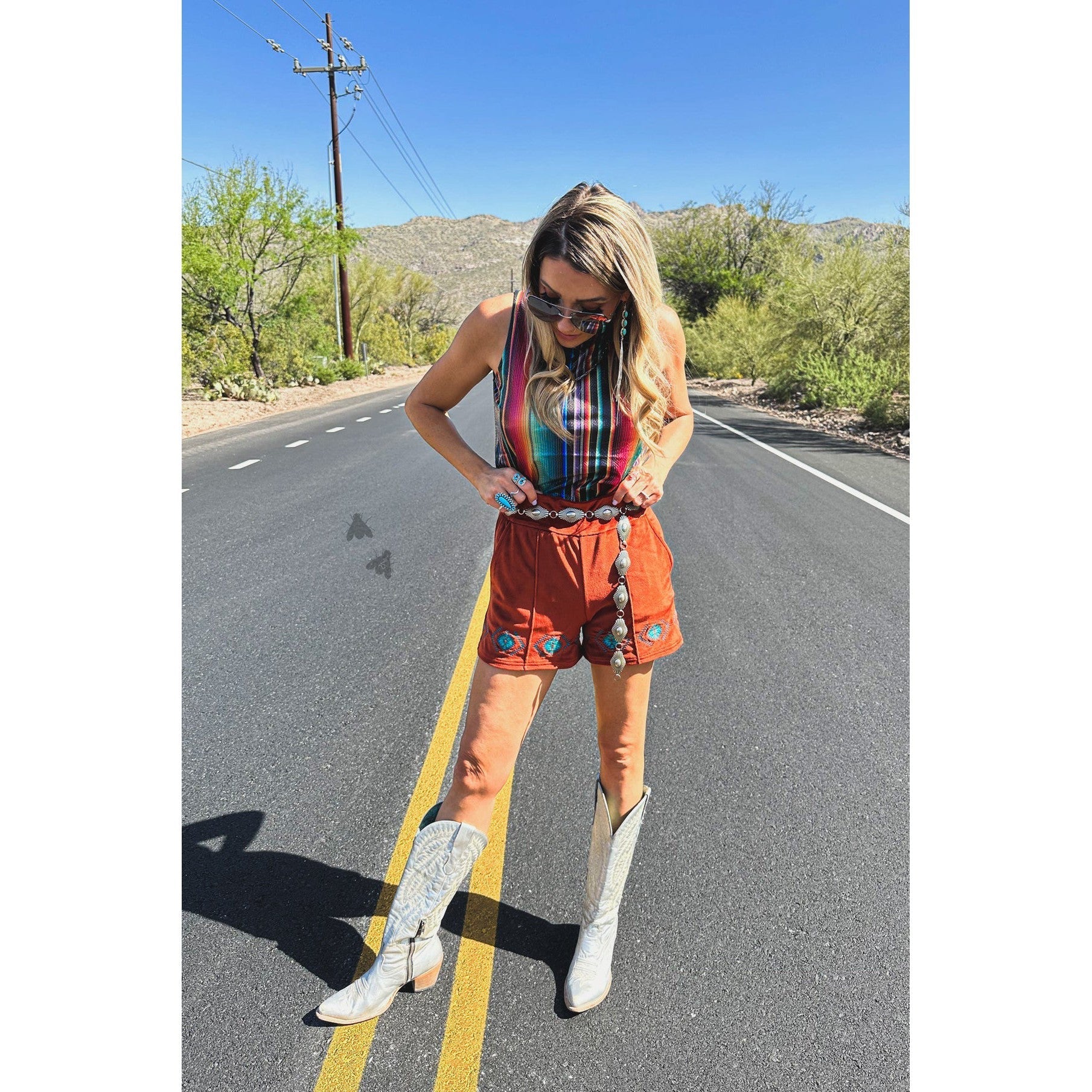 Ultra Soft Velvet Shorts "The Queensmans Mesa" Western Style