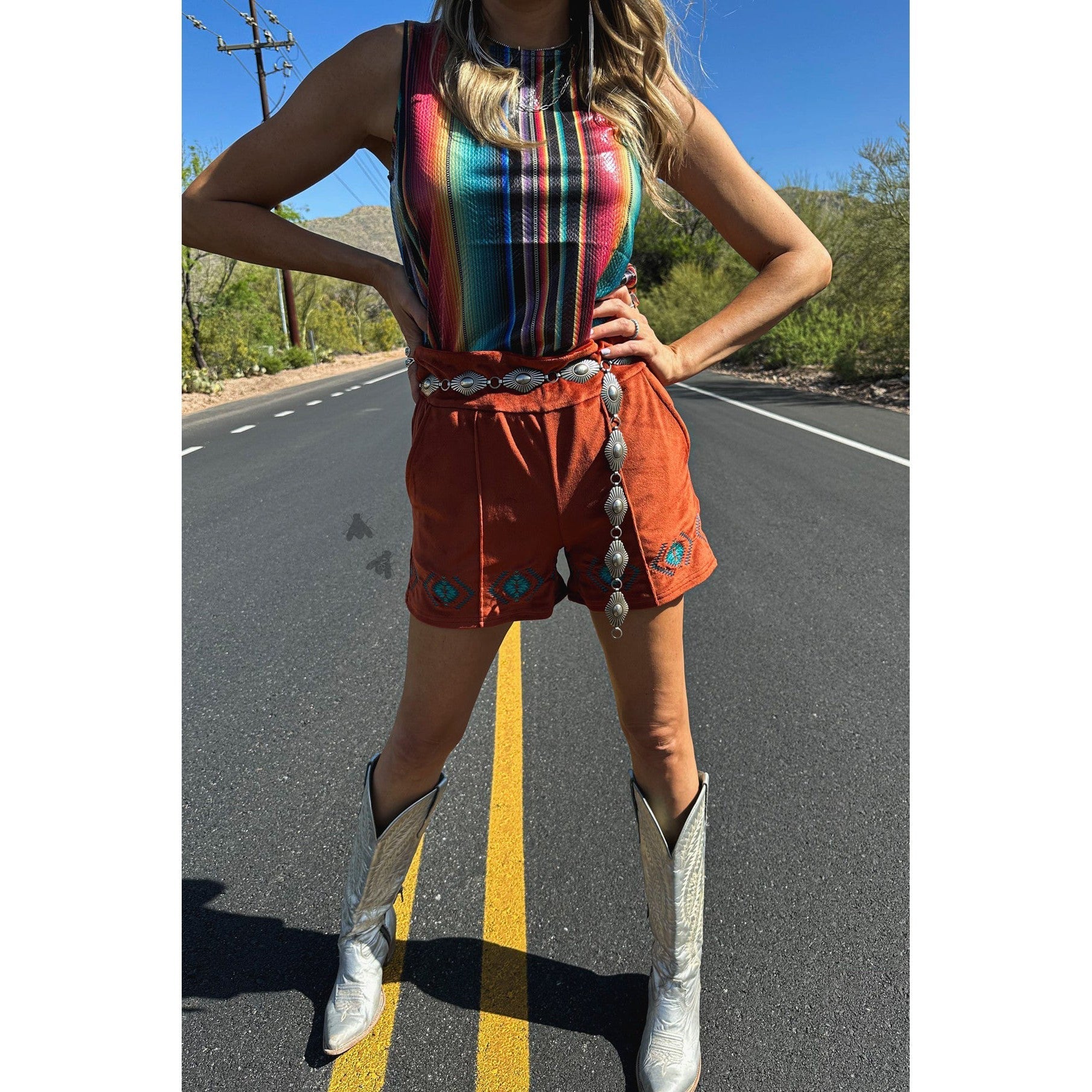 Ultra Soft Velvet Shorts "The Queensmans Mesa" Western Style