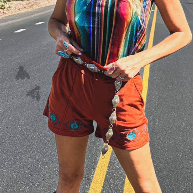 Ultra Soft Velvet Shorts "The Queensmans Mesa" Western Style