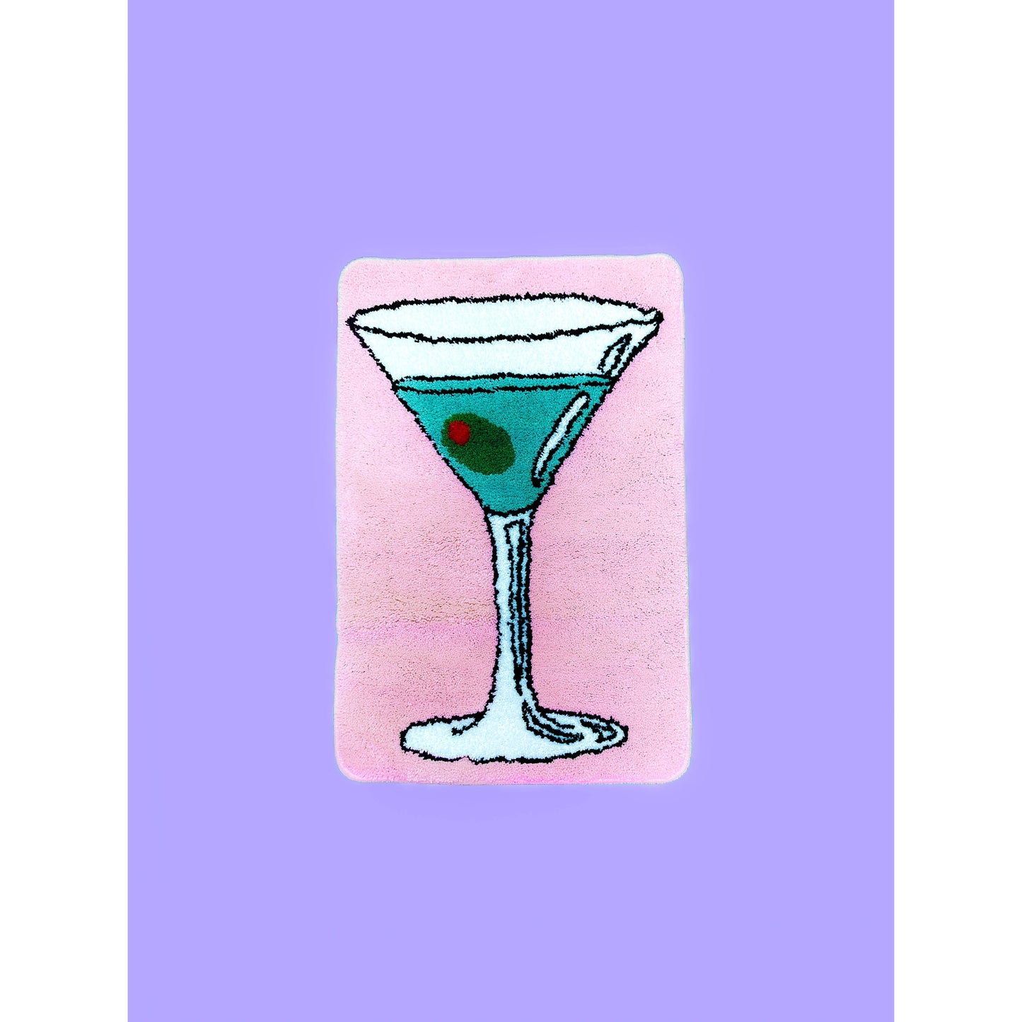 Ultrasoft Martini Rug | Pink Rectangle Slip Resistant Door Mat | 30" x 20"