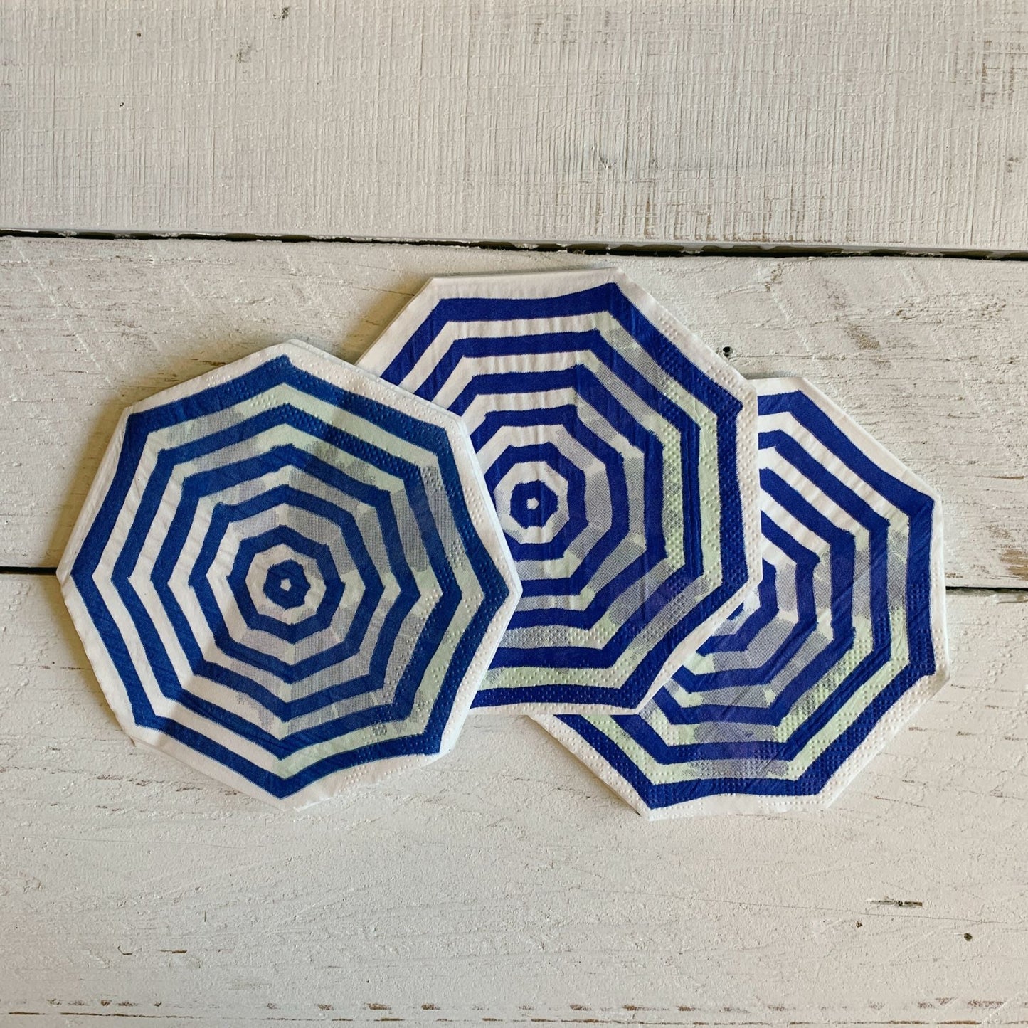 Umbrella Shaped Napkins in Blue & White Watercolor Design | Cocktail/Beverage Party Paper Napkins