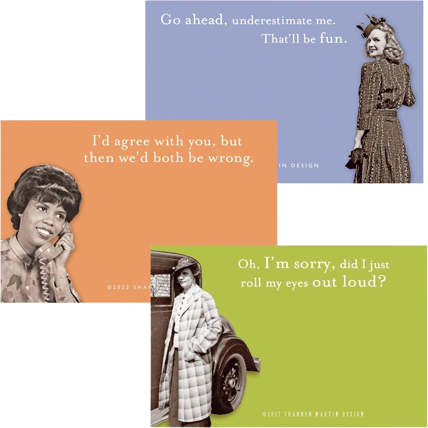 Underestimate Me, Agree with You, Roll My Eyes Out Loud Sticky Notes Set Memo Pads Strong Adhesive | 2-7/8 x 4-3/8 inches | Pack of 3
