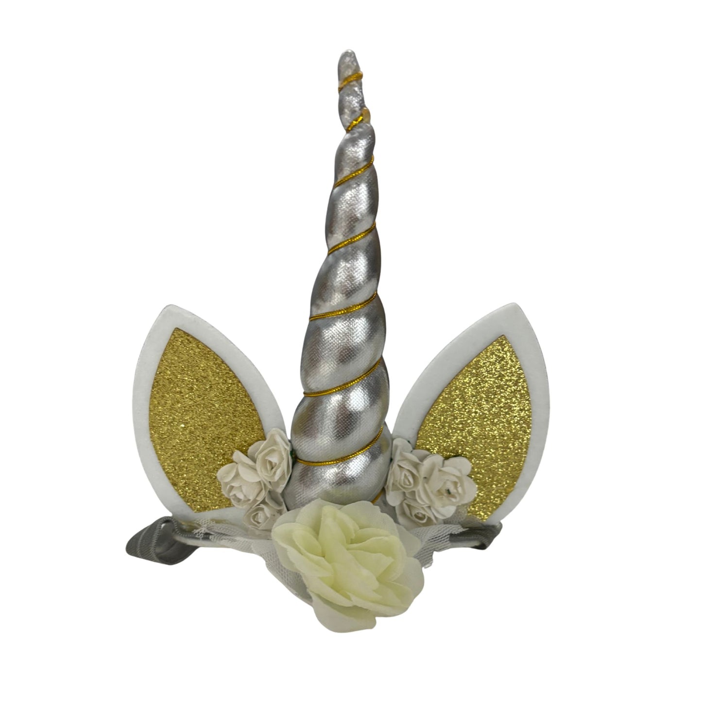 Unicorn Horn & Ears Stretch Headband | Silver or Blue Party Headband