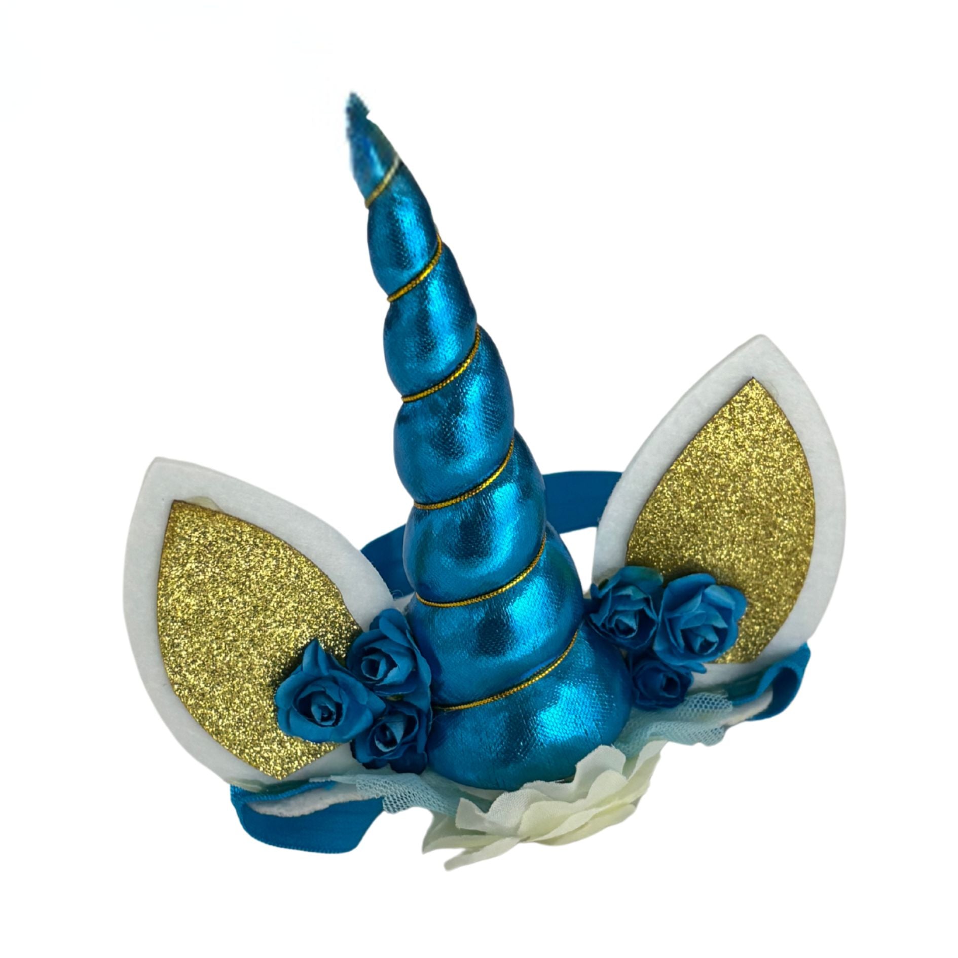 Unicorn Horn & Ears Stretch Headband | Silver or Blue Party Headband